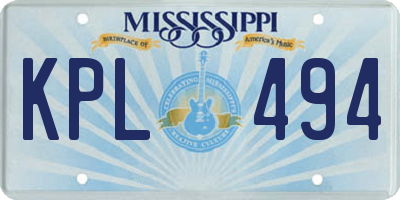 MS license plate KPL494