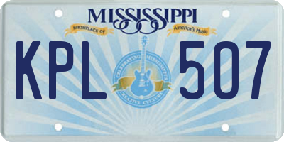 MS license plate KPL507