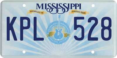 MS license plate KPL528