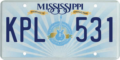 MS license plate KPL531