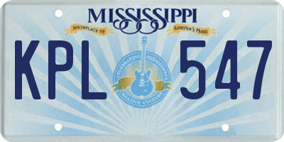 MS license plate KPL547