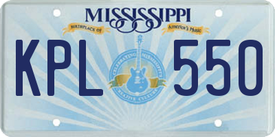 MS license plate KPL550