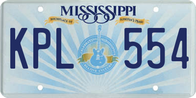 MS license plate KPL554