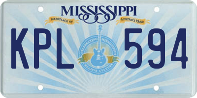 MS license plate KPL594