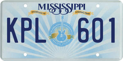 MS license plate KPL601