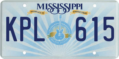 MS license plate KPL615