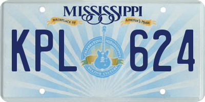 MS license plate KPL624