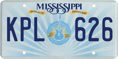 MS license plate KPL626
