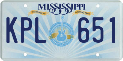MS license plate KPL651