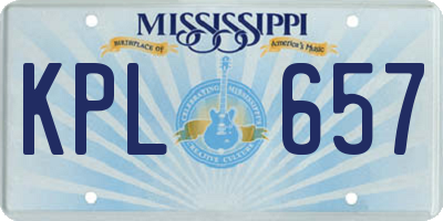 MS license plate KPL657