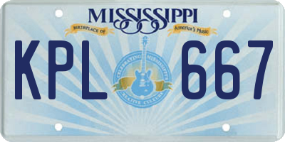 MS license plate KPL667