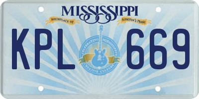 MS license plate KPL669