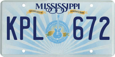 MS license plate KPL672