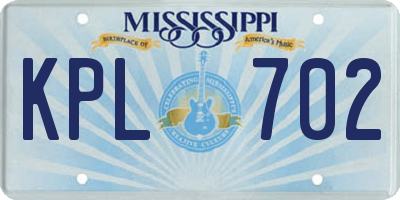 MS license plate KPL702