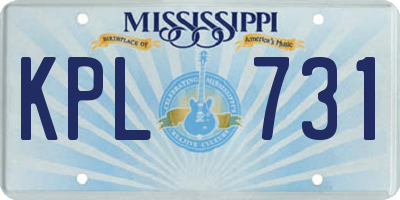 MS license plate KPL731
