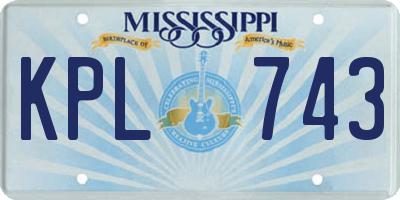MS license plate KPL743