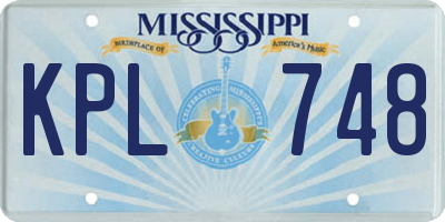 MS license plate KPL748