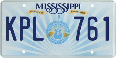 MS license plate KPL761