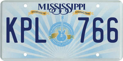 MS license plate KPL766