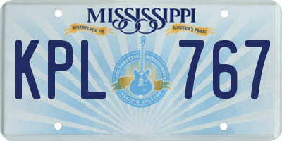 MS license plate KPL767