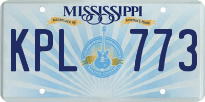 MS license plate KPL773