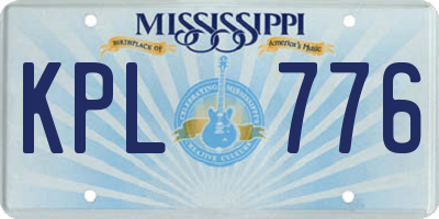 MS license plate KPL776
