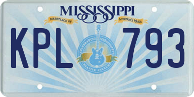 MS license plate KPL793