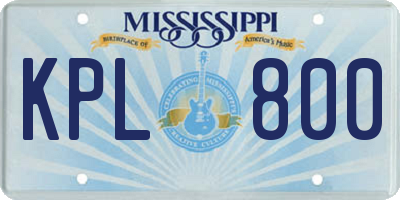 MS license plate KPL800