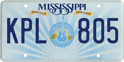 MS license plate KPL805