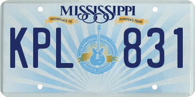 MS license plate KPL831