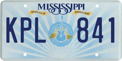 MS license plate KPL841
