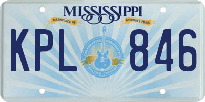MS license plate KPL846