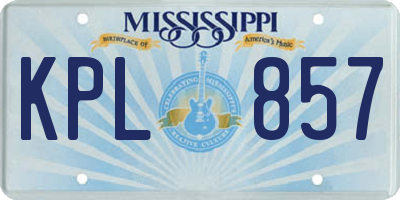 MS license plate KPL857