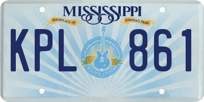 MS license plate KPL861