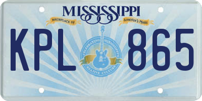 MS license plate KPL865