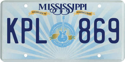 MS license plate KPL869
