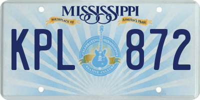 MS license plate KPL872
