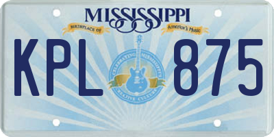 MS license plate KPL875