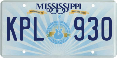 MS license plate KPL930