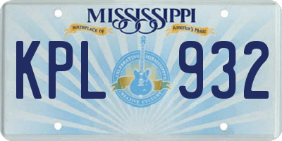 MS license plate KPL932
