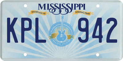 MS license plate KPL942