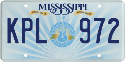 MS license plate KPL972