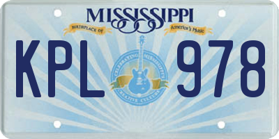 MS license plate KPL978