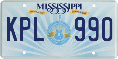 MS license plate KPL990