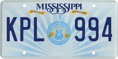 MS license plate KPL994