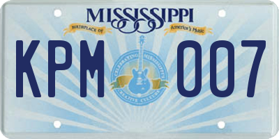 MS license plate KPM007