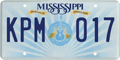 MS license plate KPM017