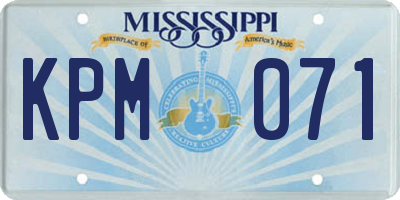 MS license plate KPM071
