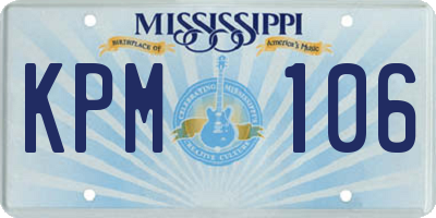 MS license plate KPM106