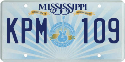 MS license plate KPM109
